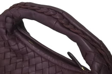 画像をギャラリービューアに読み込む, BOTTEGAVENETA ボッテガヴェネタ イントレチャート ホーボー ミニ ハンドバッグ 189227 レザー ゴールド金具 パープル 美品 中古 4c076372