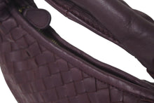 画像をギャラリービューアに読み込む, BOTTEGAVENETA ボッテガヴェネタ イントレチャート ホーボー ミニ ハンドバッグ 189227 レザー ゴールド金具 パープル 美品 中古 4c076372