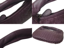 画像をギャラリービューアに読み込む, BOTTEGAVENETA ボッテガヴェネタ イントレチャート ホーボー ミニ ハンドバッグ 189227 レザー ゴールド金具 パープル 美品 中古 4c076372