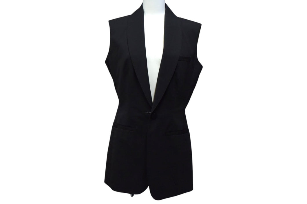 Jean Paul Gaultier ジャンポール ゴルチェ フェム ロングベスト ブラック ファー ナイロン サイズ40 美品 中古 4c076388