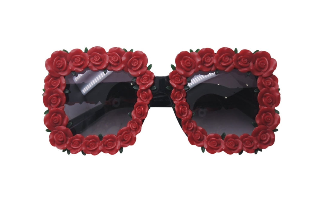 DOLCE & GABBANA ドルチェアンドガッバーナ サングラス ローズ 薔薇 DG4253 ブラック レッド プラスチック 50□27 140 良品 中古 4c076527