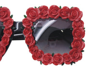 画像をギャラリービューアに読み込む, DOLCE &amp; GABBANA ドルチェアンドガッバーナ サングラス ローズ 薔薇 DG4253 ブラック レッド プラスチック 50□27 140 良品 中古 4c076527