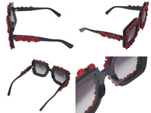 画像をギャラリービューアに読み込む, DOLCE &amp; GABBANA ドルチェアンドガッバーナ サングラス ローズ 薔薇 DG4253 ブラック レッド プラスチック 50□27 140 良品 中古 4c076527