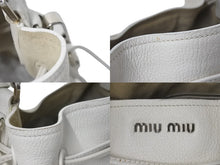 画像をギャラリービューアに読み込む, MIUMIU ミュウミュウ マドラス ハンドバッグ ショルダーバッグ R1129C バイカラー ホワイト シルバー レザー シルバー金具 中古 4c076630