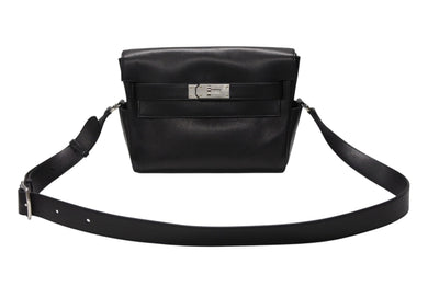 HERMES エルメス ショルダーバッグ ケリーメッセンジャーバッグ エバーグレイン ブラック シルバー金具 W刻印 美品 中古 4b007805