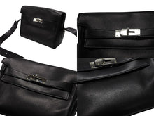 Load image into Gallery viewer, HERMES エルメス ショルダーバッグ ケリーメッセンジャーバッグ エバーグレイン ブラック シルバー金具 W刻印 美品 中古 4b007805