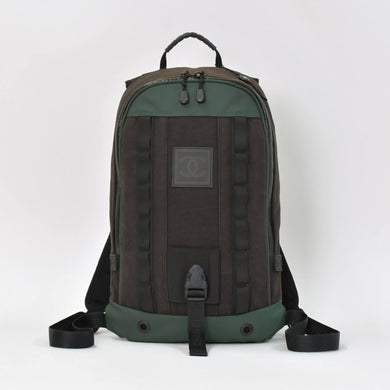CHANEL シャネル スポーツライン リュック バックパック ココマーク 8番台 キャンバス グリーン ブラック 美品 中古 4b009722
