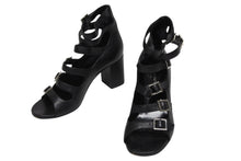 画像をギャラリービューアに読み込む, 極美品 SAINT LAURENT サンローラン 6連ベルトサンダル ヒール チャンキーソール レザー ブラック シルバー金具 サイズ38 中古 4b009954