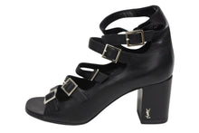 画像をギャラリービューアに読み込む, 極美品 SAINT LAURENT サンローラン 6連ベルトサンダル ヒール チャンキーソール レザー ブラック シルバー金具 サイズ38 中古 4b009954