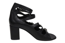 画像をギャラリービューアに読み込む, 極美品 SAINT LAURENT サンローラン 6連ベルトサンダル ヒール チャンキーソール レザー ブラック シルバー金具 サイズ38 中古 4b009954