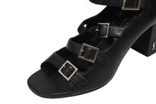画像をギャラリービューアに読み込む, 極美品 SAINT LAURENT サンローラン 6連ベルトサンダル ヒール チャンキーソール レザー ブラック シルバー金具 サイズ38 中古 4b009954