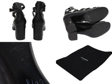 画像をギャラリービューアに読み込む, 極美品 SAINT LAURENT サンローラン 6連ベルトサンダル ヒール チャンキーソール レザー ブラック シルバー金具 サイズ38 中古 4b009954