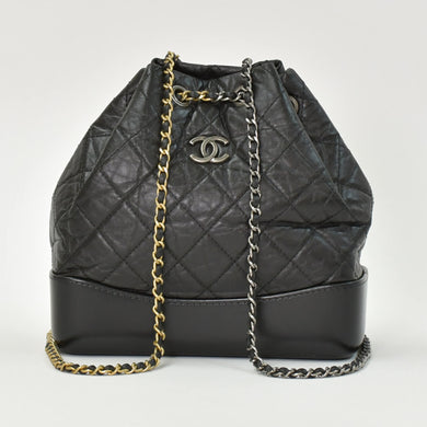 極美品 CHANEL シャネル ガブリエル スモール バックパック A94485 26番台 ココマーク キルティング カーフスキン ブラック 中古 4b009963