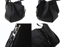 画像をギャラリービューアに読み込む, 極美品 LOEWE ロエベ ハンモックバッグ スモール ショルダーバッグ エンボス加工 2way レザー ブラック シルバー金具 中古 4b003003