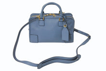 画像をギャラリービューアに読み込む, LOEWE ロエベ アマソナ23 2WAY ハンドバッグ ブルー レザー ショルダーバッグ ロゴ 352 30 N71 ゴールド金具 美品 中古 4c073045