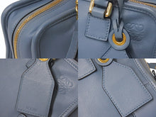 画像をギャラリービューアに読み込む, LOEWE ロエベ アマソナ23 2WAY ハンドバッグ ブルー レザー ショルダーバッグ ロゴ 352 30 N71 ゴールド金具 美品 中古 4c073045