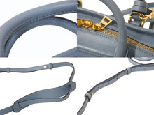 画像をギャラリービューアに読み込む, LOEWE ロエベ アマソナ23 2WAY ハンドバッグ ブルー レザー ショルダーバッグ ロゴ 352 30 N71 ゴールド金具 美品 中古 4c073045