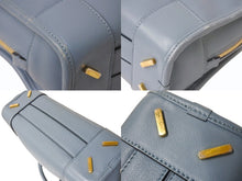 画像をギャラリービューアに読み込む, LOEWE ロエベ アマソナ23 2WAY ハンドバッグ ブルー レザー ショルダーバッグ ロゴ 352 30 N71 ゴールド金具 美品 中古 4c073045