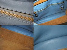 画像をギャラリービューアに読み込む, LOEWE ロエベ アマソナ23 2WAY ハンドバッグ ブルー レザー ショルダーバッグ ロゴ 352 30 N71 ゴールド金具 美品 中古 4c073045