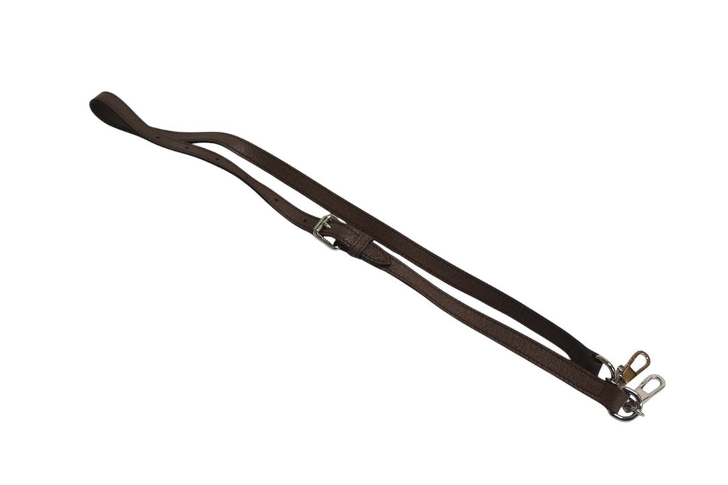 極美品 GUCCI グッチ ショルダーストラップ ショルダーバッグ用 サイズ調整可 レザー メタル ブラウン シルバー金具 中古 4c074982