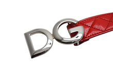 画像をギャラリービューアに読み込む, 極美品 DOLCE&amp;GABBANA ドルチェアンドガッバーナ キルティングベルト D&amp;G ロゴバックル レッド レザー シルバー金具 中古 4c075465