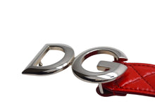 画像をギャラリービューアに読み込む, 極美品 DOLCE&amp;GABBANA ドルチェアンドガッバーナ キルティングベルト D&amp;G ロゴバックル レッド レザー シルバー金具 中古 4c075465