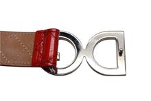 画像をギャラリービューアに読み込む, 極美品 DOLCE&amp;GABBANA ドルチェアンドガッバーナ キルティングベルト D&amp;G ロゴバックル レッド レザー シルバー金具 中古 4c075465