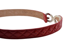 画像をギャラリービューアに読み込む, 極美品 DOLCE&amp;GABBANA ドルチェアンドガッバーナ キルティングベルト D&amp;G ロゴバックル レッド レザー シルバー金具 中古 4c075465