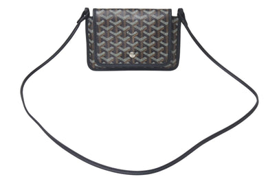 極美品 GOYARD ゴヤール プリュメ ショルダーバッグ レザー PVC ブラックシルバー金具中古 4c075713