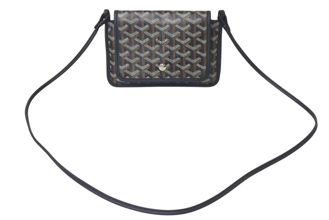 極美品 GOYARD ゴヤール プリュメ ショルダーバッグ レザー PVC ブラックシルバー金具中古 4c075713