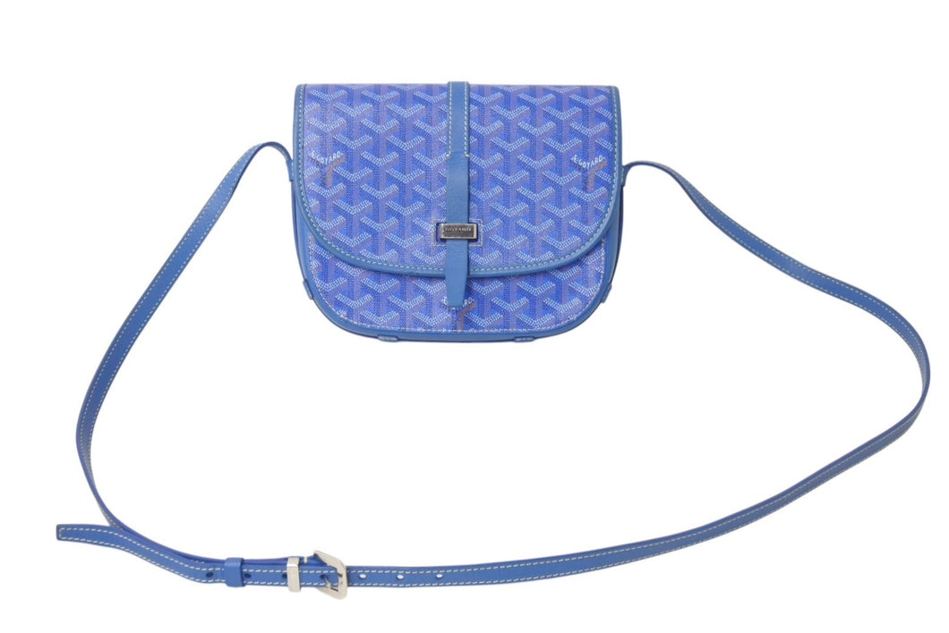 極美品 GOYARD ゴヤール ベルヴェデールPM ショルダーバッグ ブルー BELVE3PMLTY10CG10P PVC レザー シルバー金具 中古 4c076030