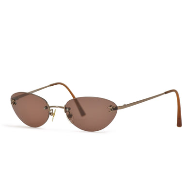 極美品 CHANEL シャネル リムレス サングラス メガネ ココマーク 4003 イタリア製 メタル ブラウン サイズ53◻︎19 中古 4b009480