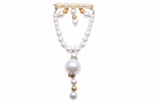 画像をギャラリービューアに読み込む, VERSACE ヴェルサーチ フェイクパール ブローチ ゴールド GP ラインストーン アクセサリー 小物 中古 25668