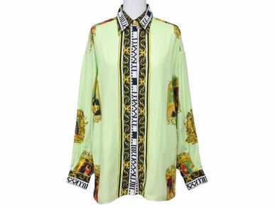 VERSUS VERSACE ヴェルサス ヴェルサーチ ヴィンテージ 長袖シャツ バロック グリーン サイズ40 中古 30681