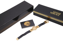 画像をギャラリービューアに読み込む, GIANNI VERSACE ヴェルサーチ ヴィンテージ 腕時計 7009016 メデューサ バロック 箱付き ゴールド ブラック 中古 31481