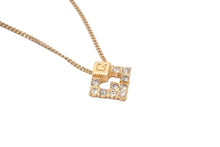 画像をギャラリービューアに読み込む, GIVENCHY ジバンシー Gロゴラインストーンネックレス ペンダント ゴールド クリア 金色 レディース 良好 34254