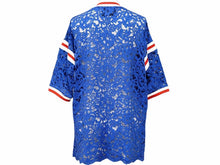 画像をギャラリービューアに読み込む, GUCCI グッチ 半袖 トップス レース 刺繍 トリコロール 蝶 ブルー 434551-X5E56 サイズL レディース 良好 N34697