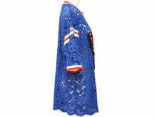 画像をギャラリービューアに読み込む, GUCCI グッチ 半袖 トップス レース 刺繍 トリコロール 蝶 ブルー 434551-X5E56 サイズL レディース 良好 N34697