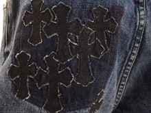 画像をギャラリービューアに読み込む, 2021SS 新品 CHROME HEARTS クロムハーツ クロスパッチ デニムショーツ サイズ27 インディゴ クロスボタン レディース 34892