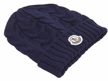 画像をギャラリービューアに読み込む, MONCLER モンクレール ニットキャップ ビーニー ネイビー ワッペン ウール レディース サイズS 良好 N38215