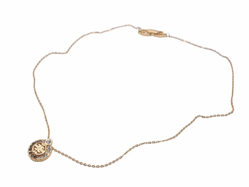 GIVENCHY ジバンシィ ヴィンテージ ネックレス ゴールド ラインストーン ロゴ ユニセックス 中古 N38519