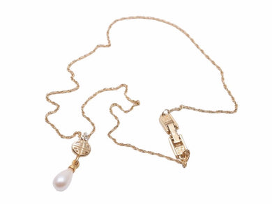 GIVENCHY ジバンシー ネックレス パール ラインストーン ゴールド チェーン 4.8g ユニセックス 中古 38897