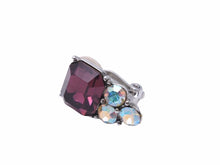 画像をギャラリービューアに読み込む, GIVENCHY ジバンシー イヤリング ライン カラーストーン メタル パープル シルバー アクセサリー 美品 38945