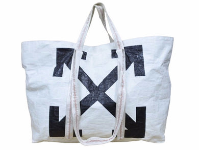 OFF WHITE オフホワイト 2WAY バック ショッパー トートバッグ クロスアローロゴ ハンドバッグ 肩掛け ホワイト 中古 40576