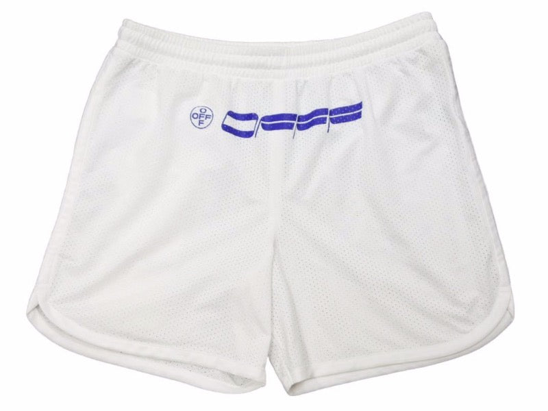 Off-White オフホワイト メッシュ ハーフパンツ ヴァージル アブロー ホワイト ブルー ポリエステル メンズ サイズXL 美品 40614