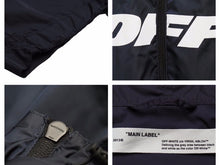 画像をギャラリービューアに読み込む, OFF-WHITE オフホワイト ロゴプリントフーデッドナイロンジャケット ネイビー OMEB009E18A23003 サイズL 40914