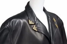 画像をギャラリービューアに読み込む, 激レア VERSACE ヴェルサーチ レザーテーラードジャケット メデューサボタン アウター ブラック ヴィンテージ 美品 42023