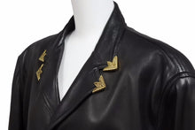 画像をギャラリービューアに読み込む, 激レア VERSACE ヴェルサーチ レザーテーラードジャケット メデューサボタン アウター ブラック ヴィンテージ 美品 42023