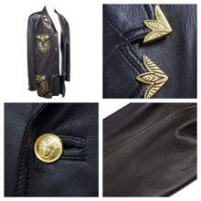 画像をギャラリービューアに読み込む, 激レア VERSACE ヴェルサーチ レザーテーラードジャケット メデューサボタン アウター ブラック ヴィンテージ 美品 42023