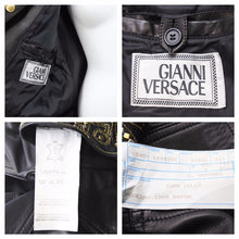 画像をギャラリービューアに読み込む, 激レア VERSACE ヴェルサーチ レザーテーラードジャケット メデューサボタン アウター ブラック ヴィンテージ 美品 42023